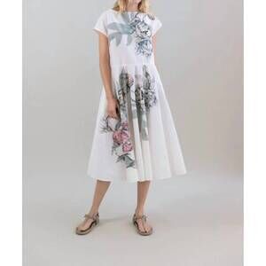 NEW PSOPHIA muted peony study dress in white